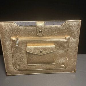 NEw tablet holder. Leather, metallic gold. Classy. Elegant Gold tablet Bag